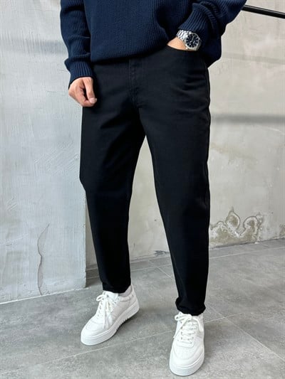 Urban Style Rahat Kalıp Siyah Boyfriend Jean