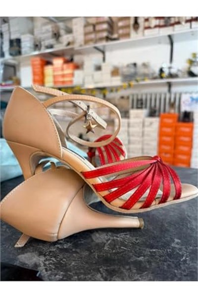 “PASİON KIRMIZI  TANGO, DANS VE SALON AYAKKABISI 10 CM 15 PONT KAPALI TOPUK