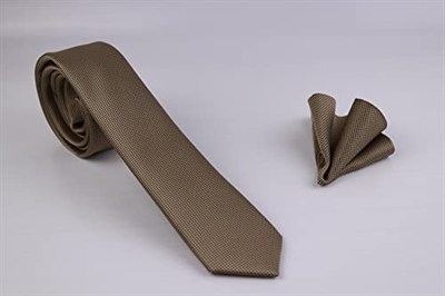 1.Kalite Özel Desenli Kravat Mendil Seti - Yaldızlı Kahve Yaldızlı Kahve Yaldızlı Kahve ars-452