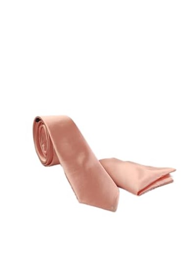 1. Kalite Saten Parlak Slim Kravat Mendil Seti Somon somon Tek Ebat somon Tek Ebat ars-274