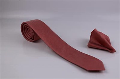 1.Kalite Özel Desenli Kravat Mendil Seti -Kırmızı kırmızı Tek Ebat kırmızı Tek Ebat ars-385