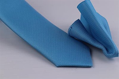 1.Kalite Özel Desenli Kravat Mendil Seti - Mavi Mavi Mavi ars-436