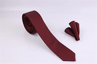 1.Kalite Özel Desenli Kravat Mendil Seti - Bordo Bordo Bordo ars-455
