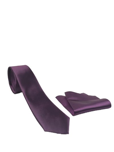 1. Kalite Saten Parlak Slim Kravat Mendil Seti Mor mor Tek Ebat mor Tek Ebat ars-280