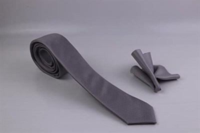 1.Kalite Özel Desenli Kravat Mendil Seti - Gri gri Tek Ebat gri Tek Ebat ars-381