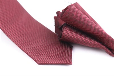1.Kalite Özel Desenli Kravat Mendil Seti - Bordo Bordo Bordo ars-455
