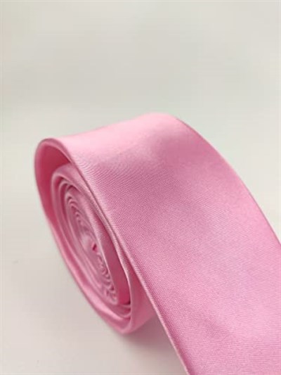 1. Kalite Saten Parlak Slim Kravat Mendil Seti Pembe pembe Tek Ebat pembe Tek Ebat ars-279