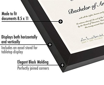 (1, Black) - Americanflat Document Frame - Made to Display Certificates 22cm x 28cm - Document Frames, Certificate Frames, Standard Paper Frame