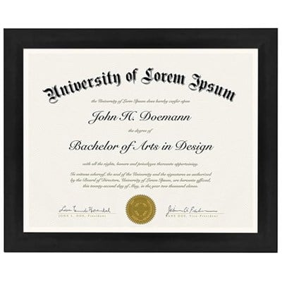 (1, Black) - Americanflat Document Frame - Made to Display Certificates 22cm x 28cm - Document Frames, Certificate Frames, Standard Paper Frame