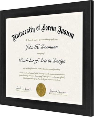 (1, Black) - Americanflat Document Frame - Made to Display Certificates 22cm x 28cm - Document Frames, Certificate Frames, Standard Paper Frame