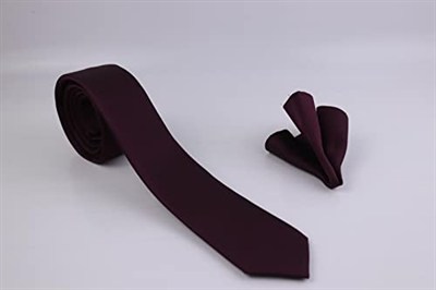 1.Kalite Özel Desenli Kravat Mendil Seti - Bordo Bordo Bordo ars-467