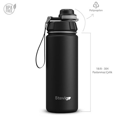1 Hand Leak-Proof Sızdırmaz Çelik Termos 500 Ml Black ST-207 - Seçenekler: 0.5 Liters, 1 Liters