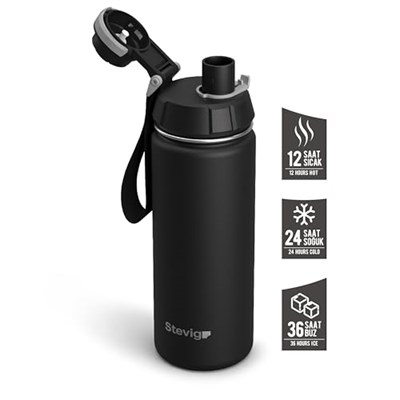 1 Hand Leak-Proof Sızdırmaz Çelik Termos 500 Ml Black ST-207 - Seçenekler: 0.5 Liters, 1 Liters