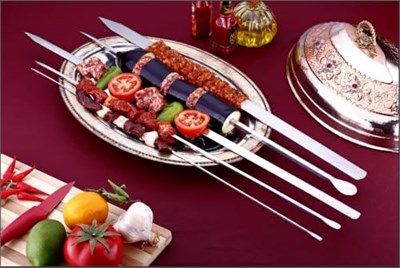 10 Adet 55 Cm Paslanmaz Çelik Krom Şiş Kuşbaşı-Tavuk-Kanat- Kebap Şişi Adana Ömürlük