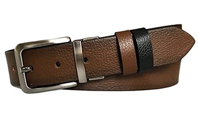 %100 Hakiki Deri Çift Taraflı 4 cm Kemer; Açık Kahverengi, Siyah