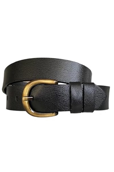 %100 Hakiki Deri, Efsane Gold Fırçalı Tokalı, Kahverengi Kadın Kot Kemeri 4 cm_ 26-Gold