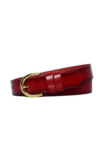 %100 Hakiki Deri Gold Tokalı Bordo İnce Kadın Kemeri, 3cm; 3cm-KDN-02-BorDo.Düz