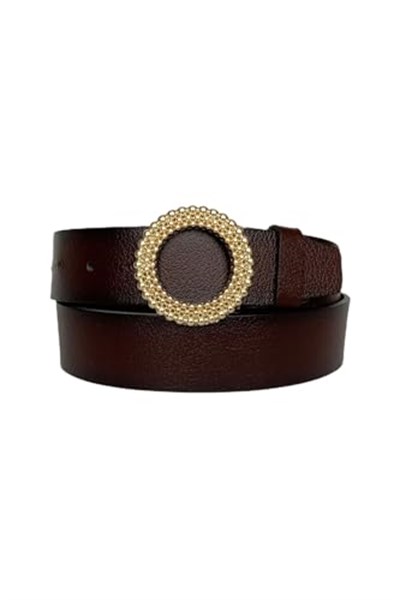 %100 Hakiki Deri, Gold Tokalı Bordo Kadın Kot Kemeri 4 cm; Bordo-byn-59