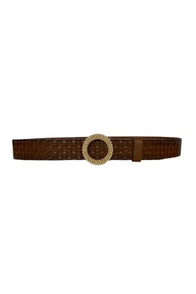 %100 Hakiki Deri, Gold Tokalı Kahverengi Kadın Kot Kemeri 4 cm; ToSado.kare-byn-59