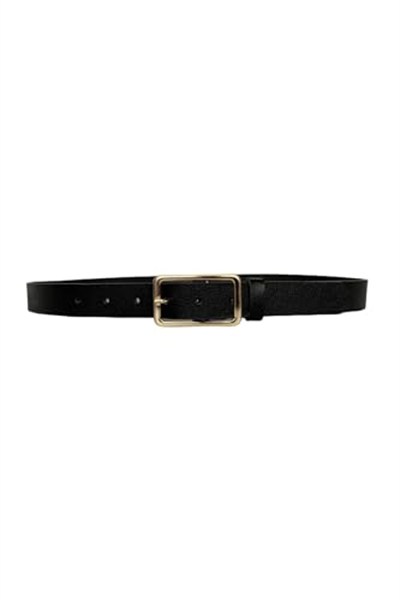 %100 Hakiki Deri Gold Tokalı Siyah İnce Kadın Kemeri, 3cm; 3cm-KDN-20-Siyah.DÜZ