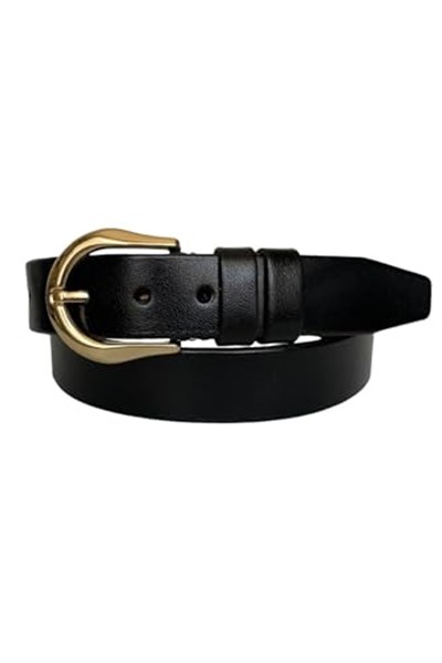 %100 Hakiki Deri, Gold Tokalı Siyah Kadın Kot Kemeri 4 cm; An-byn-70