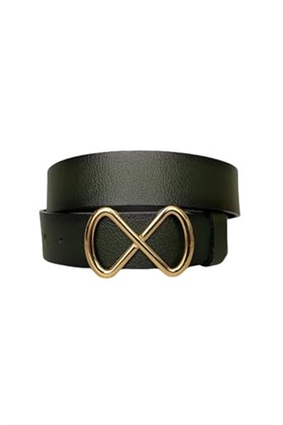 %100 Hakiki Deri, Gold Tokalı Yeşil Kadın Kot Kemeri 4 cm; Yeşil-byn-42
