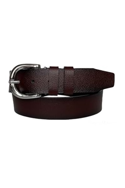 %100 Hakiki Deri, Gümüş Tokalı Bordo Kadın Kot Kemeri 4 cm; Bordo-byn-45