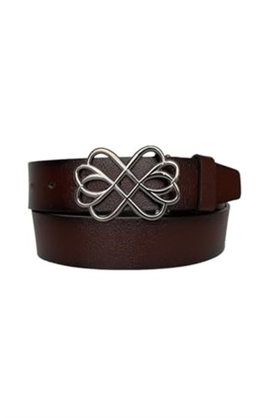 %100 Hakiki Deri, Gümüş Tokalı Bordo Kadın Kot Kemeri 4 cm; Bordo-byn-56