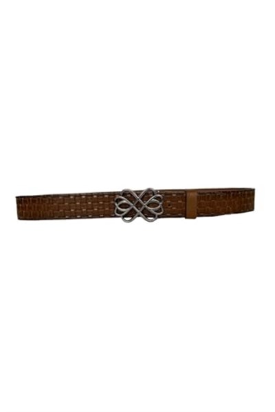 %100 Hakiki Deri, Gümüş Tokalı Kahverengi Kadın Kot Kemeri 4 cm; ToSado.kare-byn-56