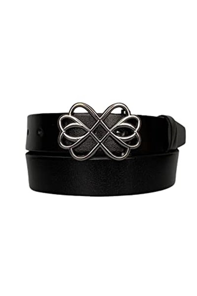 %100 Hakiki Deri, Gümüş Tokalı Siyah Kadın Kot, Spor Kemer 4 cm; an-byn-56