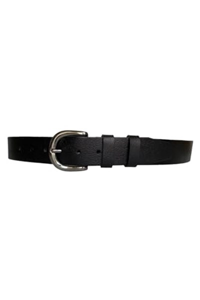 %100 Hakiki Deri, Gümüş Tokalı Siyah Kadın Kot Kemeri 4 cm; Flot.Siyah-byn-45