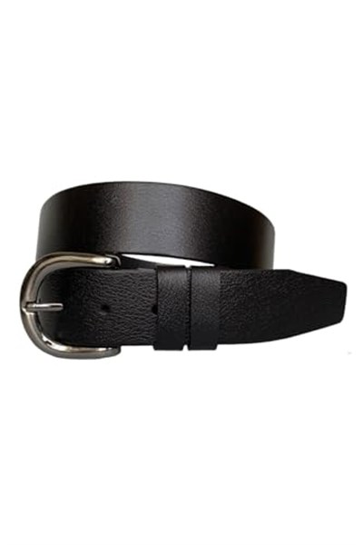 %100 Hakiki Deri, Gümüş Tokalı Siyah Kadın Kot Kemeri 4 cm; Flot.Siyah-byn-45