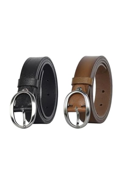 %100 Hakiki Deri Mat Gümüş Oval Tokalı 2li set İnce Kadın Kemeri, 3 cm 2li-3cm-KDN-39-nik.ov.