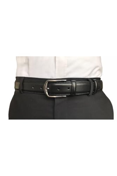 %100 Hakiki Kaliteli Deri 2li Set Klasik Kumaş Pantolon Kemeri; Siyah, Kahverengi 3,5 cm, 2li.KLA-01-02
