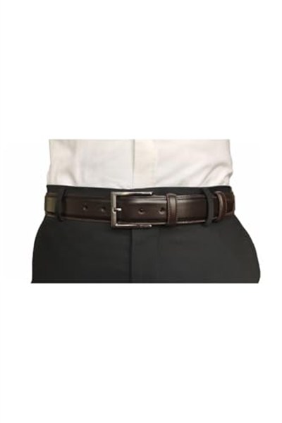 %100 Hakiki Kaliteli Deri 3lü Set Klasik Kumaş Pantolon Kemeri; Siyah, Lacivert, Kahverengi 3,5 cm, 3lü.KLA-01-02-03