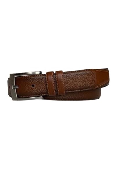 %100 Hakiki Kaliteli Deri, Dikişli Kahverengi Klasik, Kumaş Pantolon Kemeri 3.5 cm; Dk-141