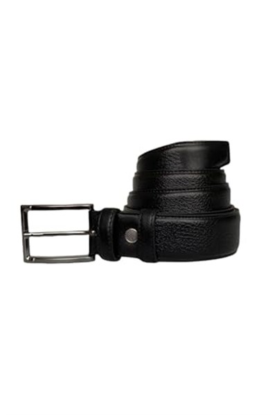 %100 Hakiki Kaliteli Deri, Dikişli Siyah Klasik, Kumaş Pantolon Kemeri 3.5 cm; Dk-140