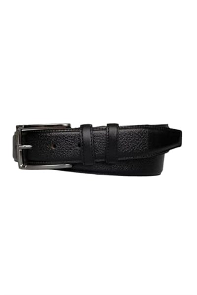%100 Hakiki Kaliteli Deri, Dikişli Siyah Klasik, Kumaş Pantolon Kemeri 3.5 cm; Dk-140