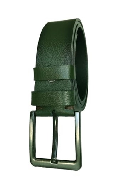 %100 Hakiki Kaliteli Deri, Yeşil 4.5 cm Tek Parça Kot, Spor Kemer; DK-134
