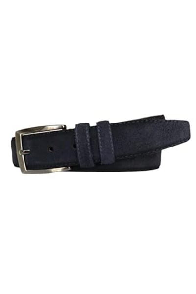 %100 Hakiki Kaliteli Süet Deri 3.5 cm Lacivert Klasik, Kumaş Pantolon Kemeri