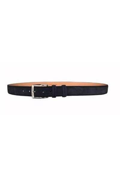 %100 Hakiki Kaliteli Süet Deri 3.5 cm Lacivert Klasik, Kumaş Pantolon Kemeri