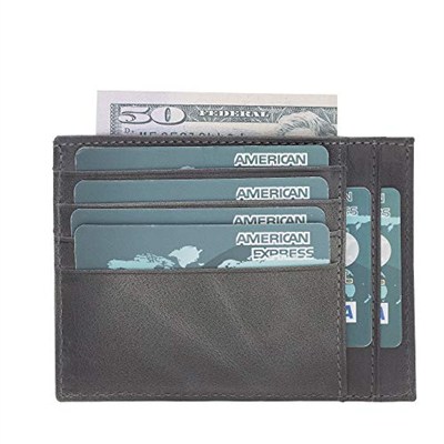 %100 Hakiki Minimalist Deri Cüzdan - El Yapımı Fermuarlı Kartlık, 8 Kart Yuvası, Eşsiz Tasarım, Minimal Bozuk Para Bölmeli Kredi Kartlık, Nakit Para Bölmeli Kartlık (Gri)