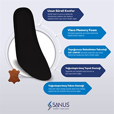 100 Model Visco Memory Foam Spor%100 Hakiki Deri Tabanlık (39, SİYAH)