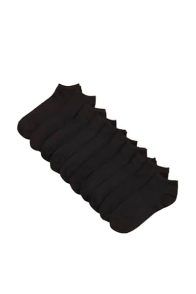 10lu Siyah Patik Ekonomik Paket Unisex Kısa Spor Sneakers Çorap