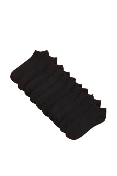 10lu Siyah Patik Ekonomik Paket Unisex Kısa Spor Sneakers Çorap
