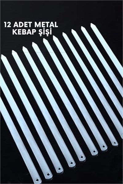 12 Adet Profesyonel Metal Kıyma Şiş Adana-Urfa-Antep Kebap Şişi