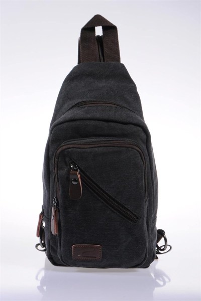 1264 Kadın Body Bag Çanta Siyah Kanvas 31 * 17 * 6 Cm