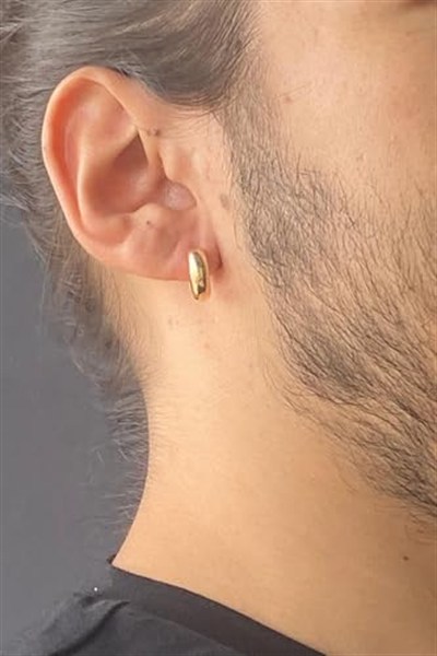 14 Ayar Altın Erkek 1.5 cm Kalın Halka Küpe ERKVRTZ115620 SARI