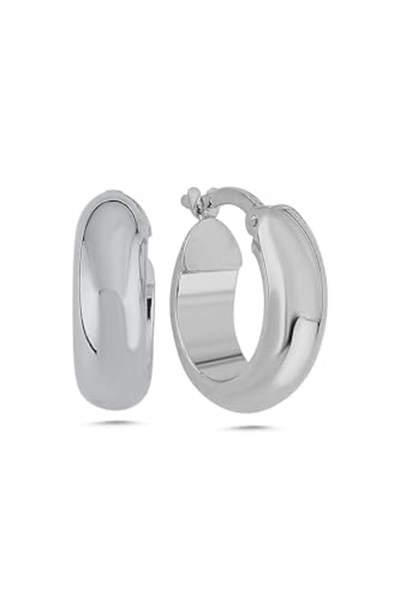 14 Ayar Altın Erkek 1.5 cm Kalın Halka Küpe ERKVRTZ115620 BEYAZ