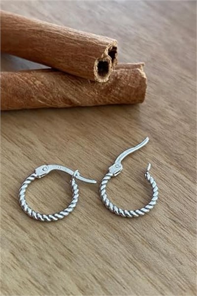 14 Ayar Beyaz Altın Burgulu Halka Erkek Küpe ERKZ091369
